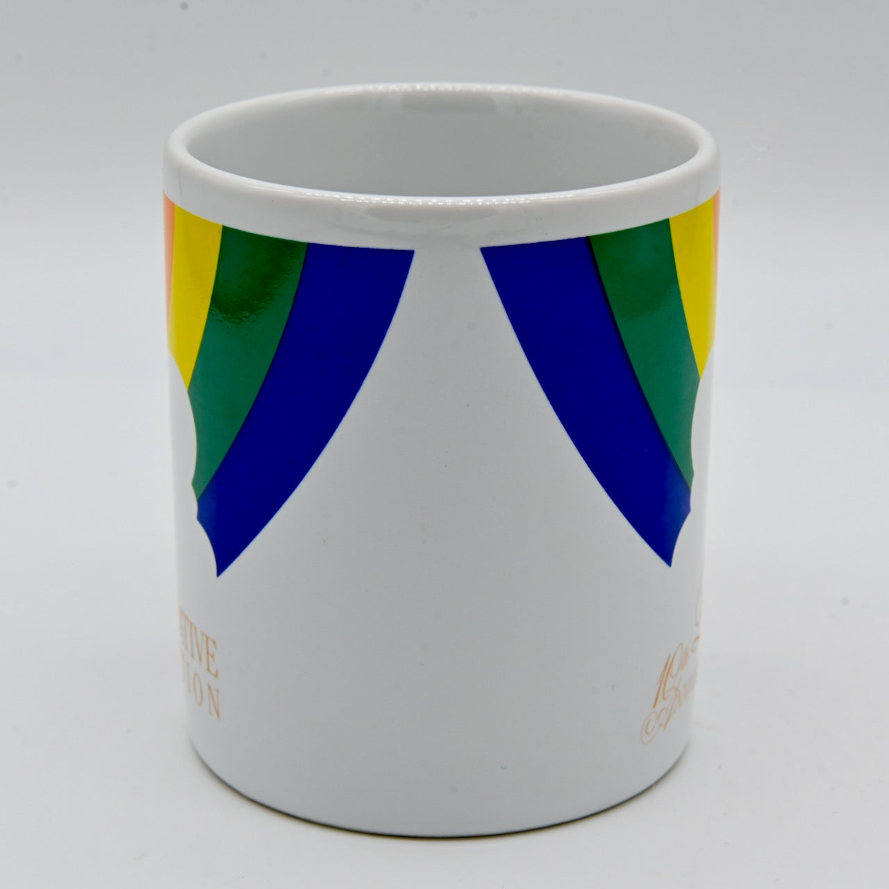 Remember the rainbow mugs from the 80s? FTD 10th Anniversary Collector Edition Pick Me Up Bouquet Mug Features Iconic Rainbow Hot Air Balloon Mug 1984 Teleflora Flowers Send Coffee Cup Tea Collector Collection Decor Advertising Promo Floral Container Forget Me Not Drinks Drinking Mugs Cups Ceramic Vintage Retro Fun