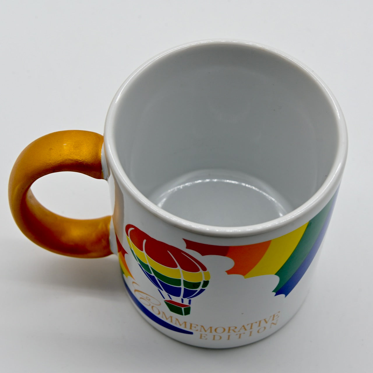 Remember the rainbow mugs from the 80s? FTD 10th Anniversary Collector Edition Pick Me Up Bouquet Mug Features Iconic Rainbow Hot Air Balloon Mug 1984 Teleflora Flowers Send Coffee Cup Tea Collector Collection Decor Advertising Promo Floral Container Forget Me Not Drinks Drinking Mugs Cups Ceramic Vintage Retro Fun