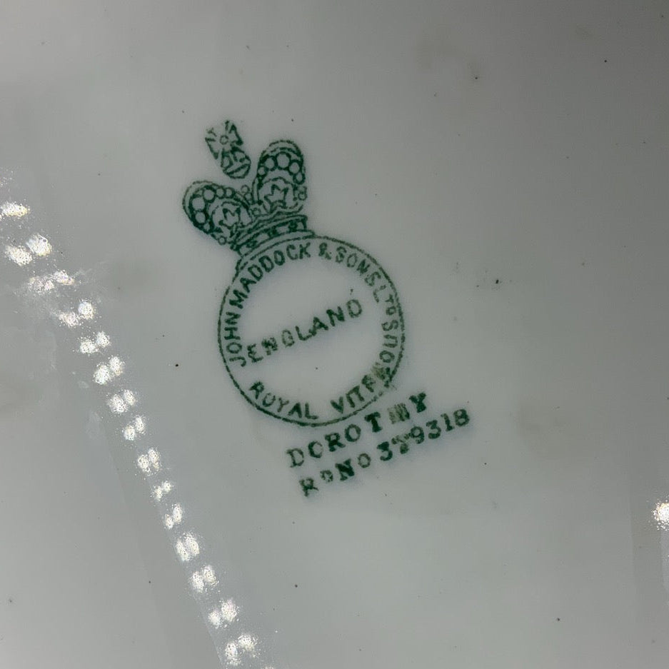 Ironstone Platter Marked Made in England By John Maddock & Sons Ltd Royal Vitreous Rono 379318 Pattern Dorothy Green Transferware