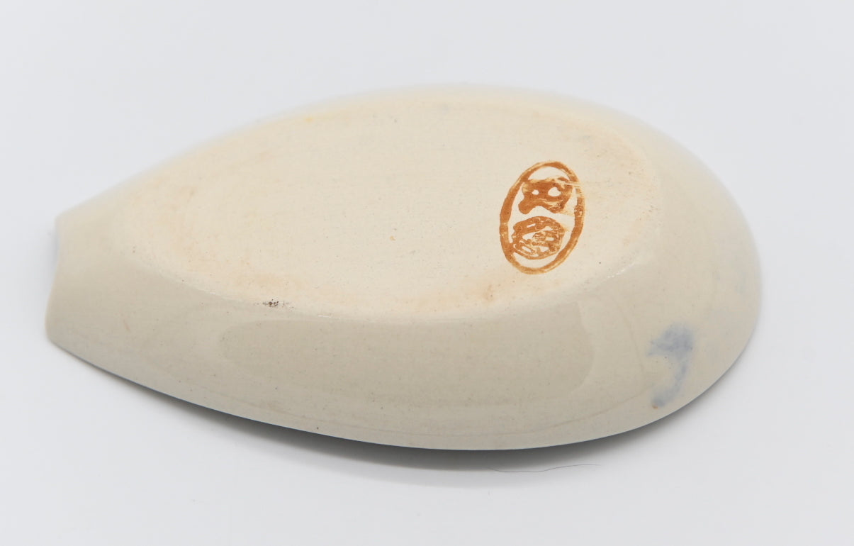 Don't get your counter nasty. Polish Pottery Spoon Rest Off White Base Color Blue, Green, Burgandy Peacock Eyes Modern Patterned Circles Mid Mod Collectible Kitchen Decor Retro Ceramic Collector Gift