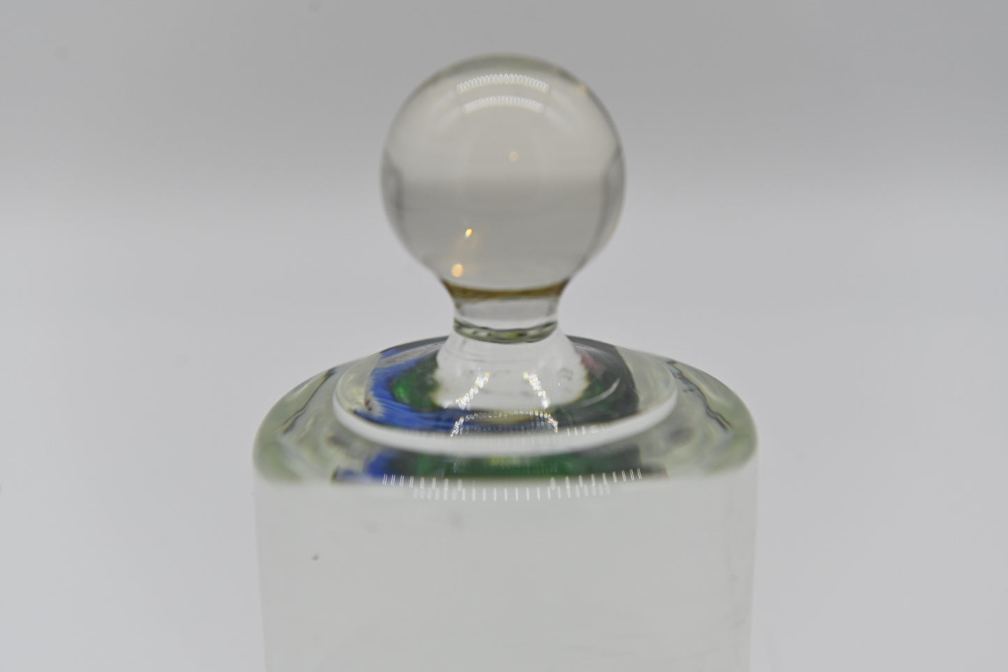 Murano Fratelli Toso Scattered Millefiori Cylinder W/ Knob Art Glass Paperweight Interesting Design Various Colorful Millefiori Green Sphere Cylinder Knob Handle Top Artglass collector hard to find collection rare vintage mid century modern mod retro antique
