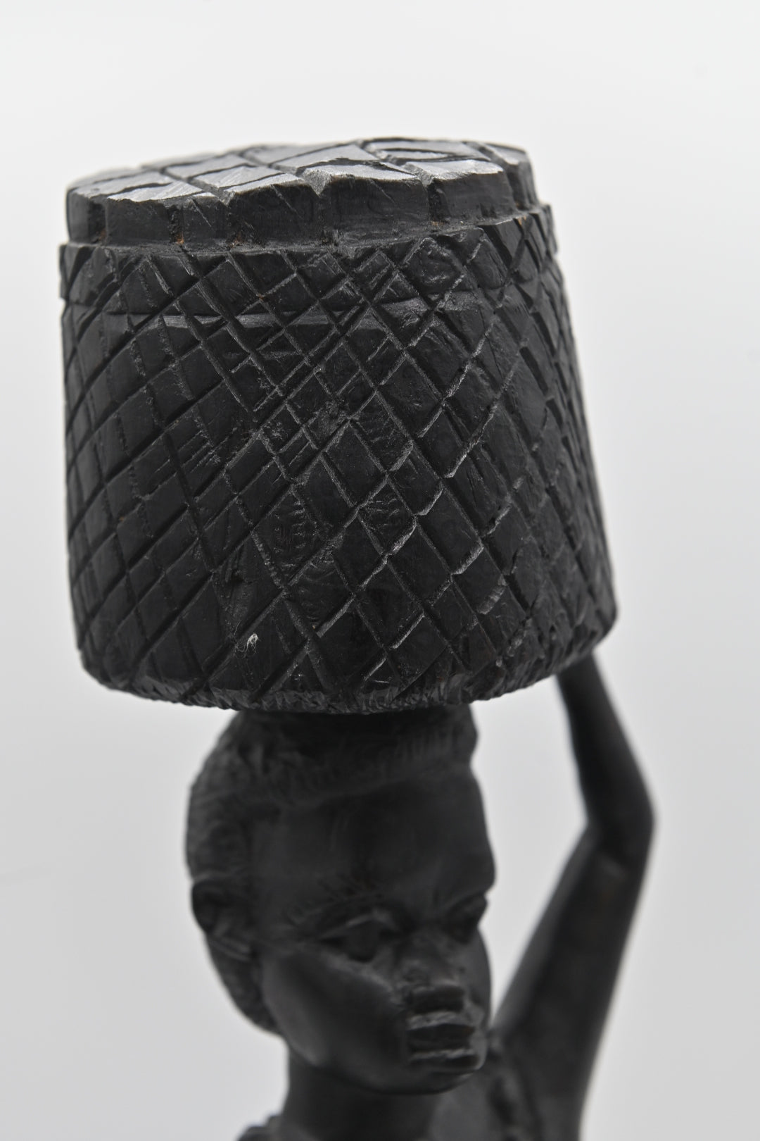 Vintage Detailed Tall Ethnic Female African Art Hand Carved Wood Statue