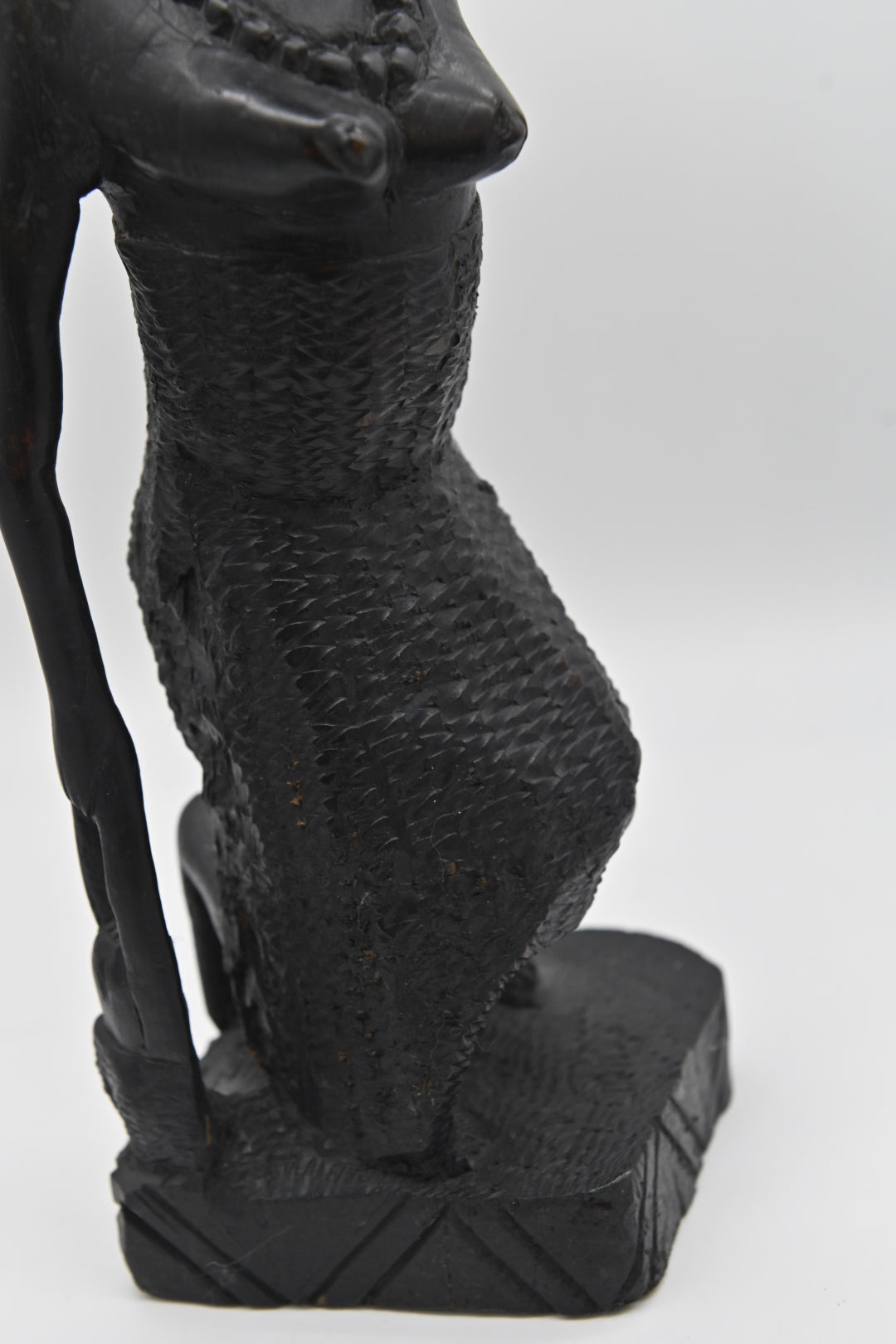 Vintage Detailed Tall Ethnic Female African Art Hand Carved Wood Statue