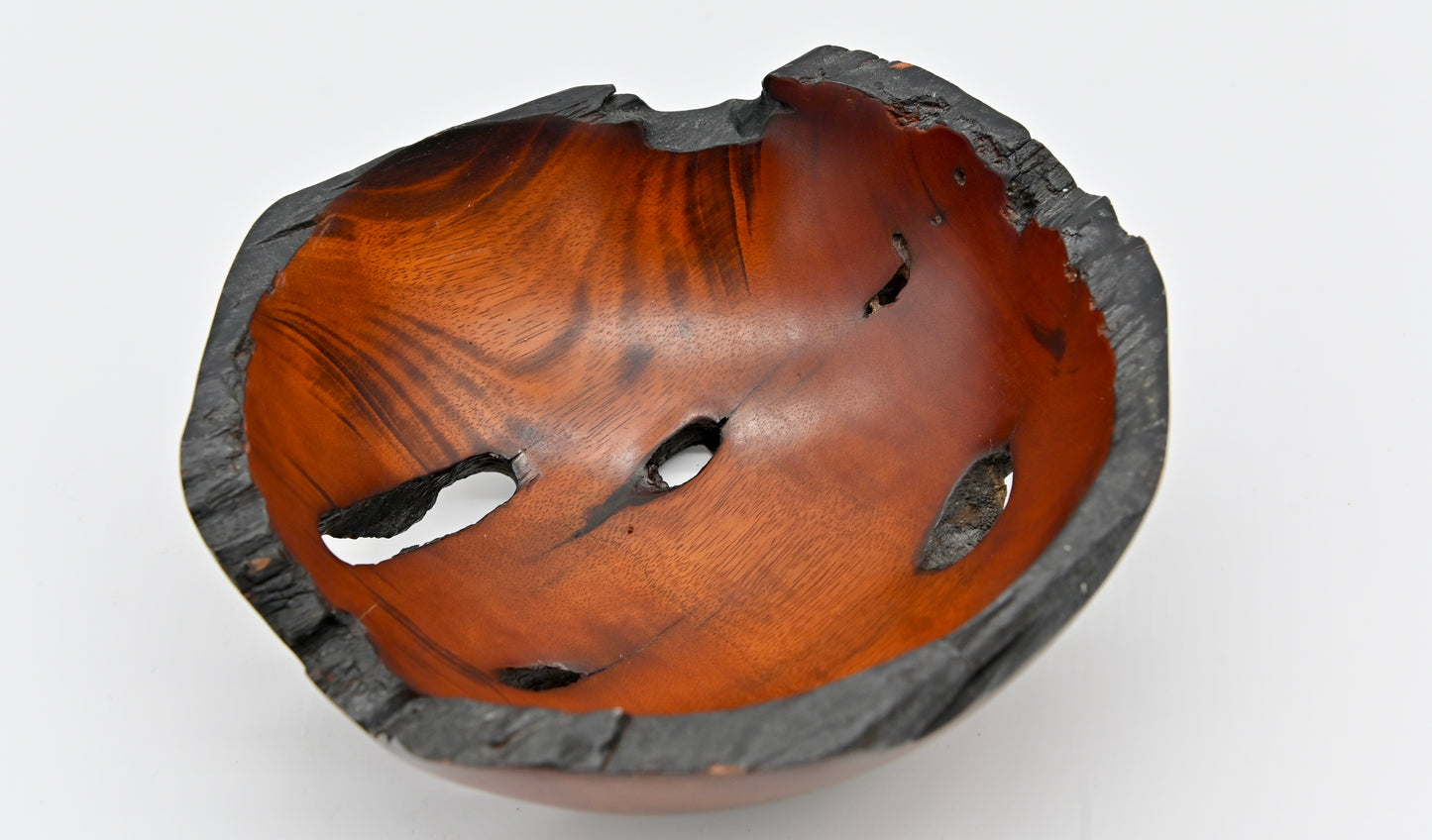 A Stunning Piece of Art Rich Dark Cherry Burl Wood Bowl Natural Edge Burls Knots Bark Inclusions Holes Cracks