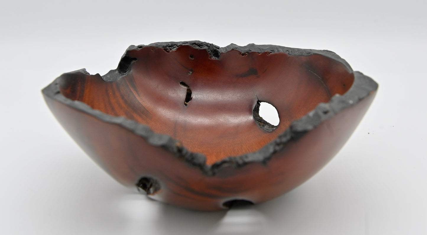 Vintage Natural Edge CHERRY Wood Burled Bowl