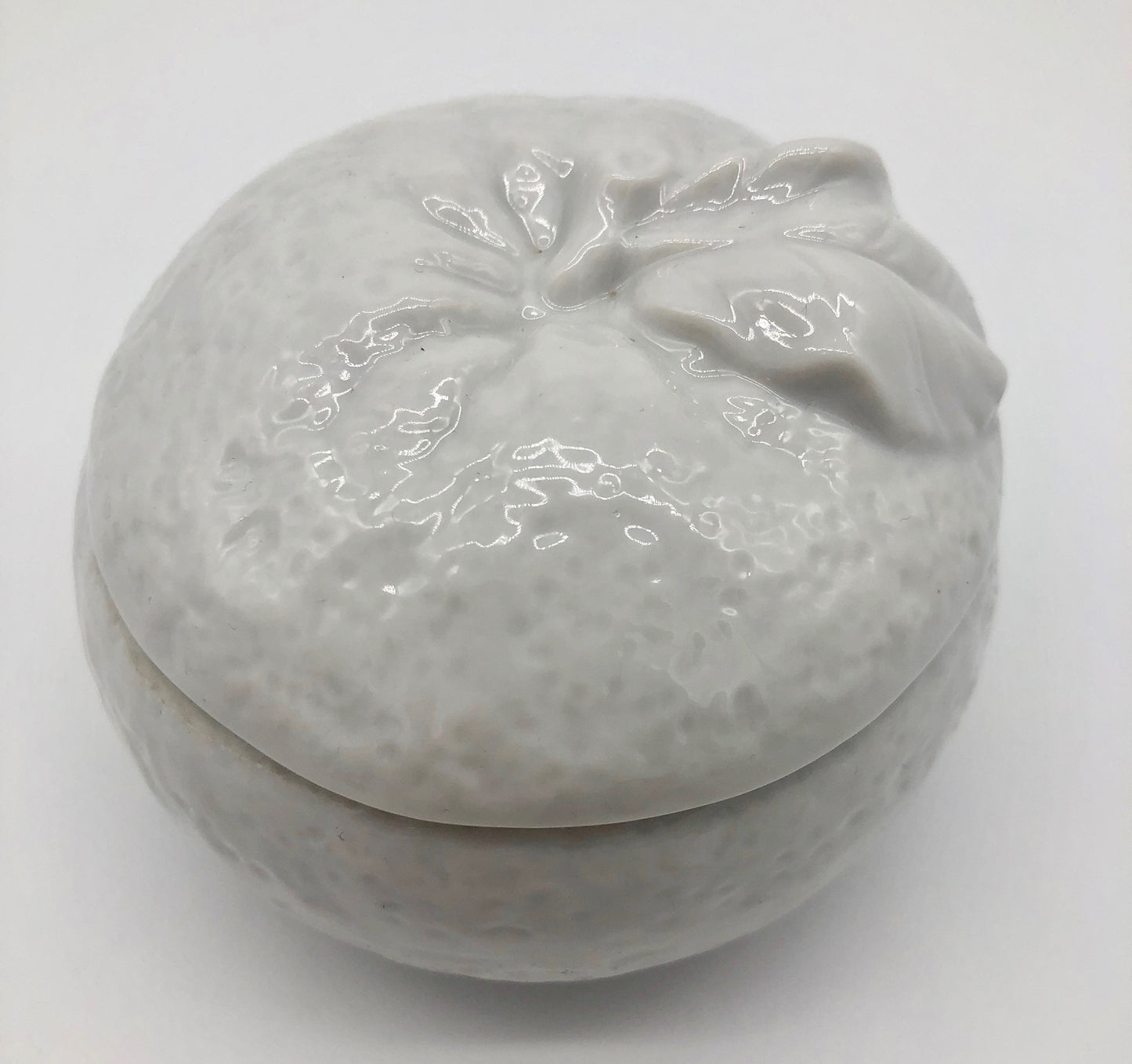 White Mid Mod Vintage Ceramic Orange Candle & Lid Fruit Made in Japan MIJ