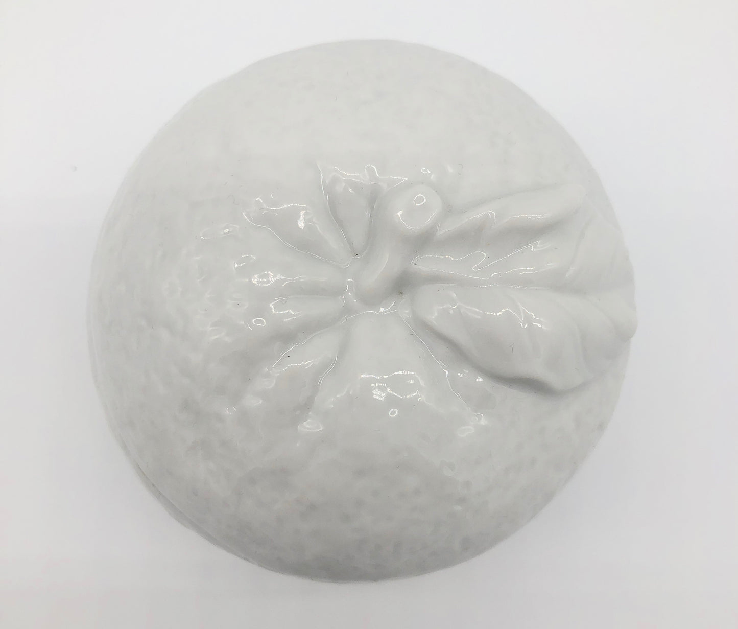 White Mid Mod Vintage Ceramic Orange Candle & Lid Fruit Made in Japan MIJ
