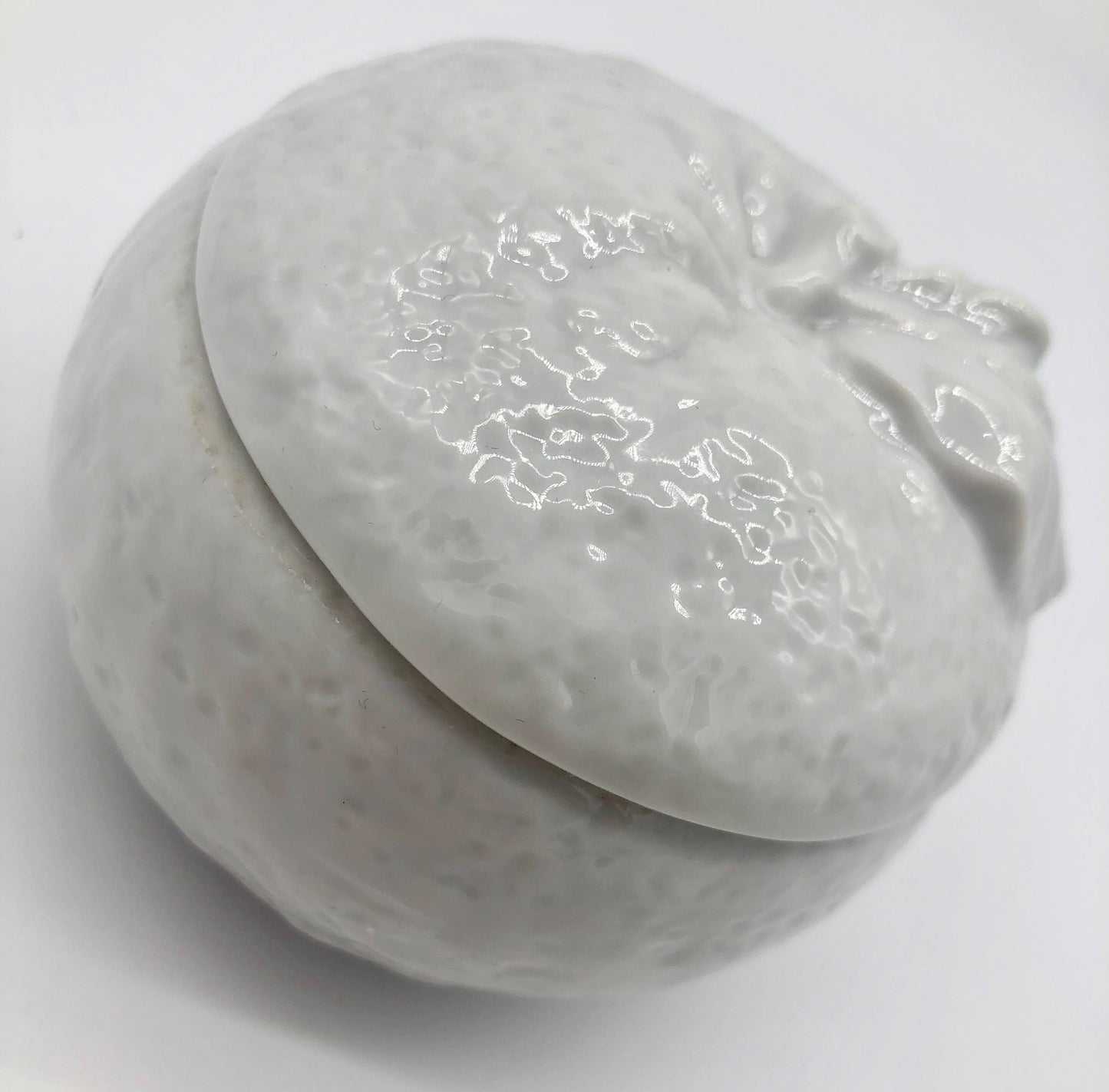 White Mid Mod Vintage Ceramic Orange Candle & Lid Fruit Made in Japan MIJ