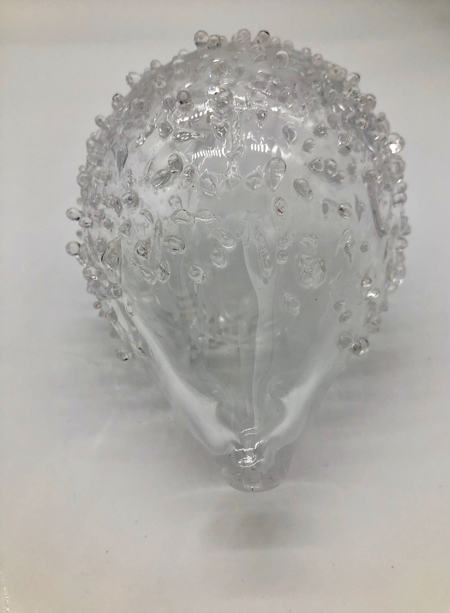 Art Glass Hedgehog Hadeland S.B. Signed Paperweight Crystal Clear Quills, animal, artsy, collection, mid century modern, vintage, retro, cool, unique, souvenir, glass verks, glassworks, swedish, norweigan, danish,
