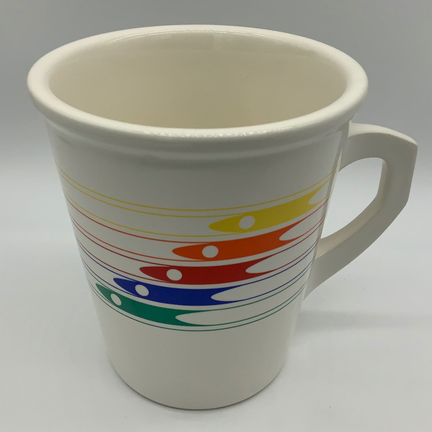 Show your retro pride and your love of style! Vintage Modern Sleek Lined Arrow Rainbow 1986 FTD Pick Me Up Bouquet Vase Large Starbucks Mug Cup. Reuse, repurpose, be uniquely you midmodandbeyond Collector Mugs Ice Cream Gender Neutral Gay Pride LGBTQ roybiv midmod graphic design print loveall #shopsmall #mmb