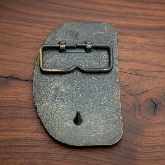 1970s Era Raleigh Lights Semi Truck Belt Buckle Brass Colored Metal Marked "RJ" On Back