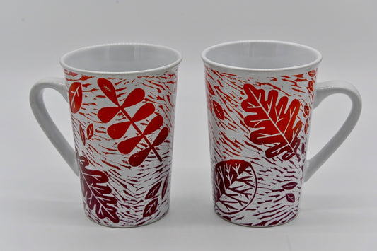 Pair Starbucks Coffee Mugs Fall Leaves Cups