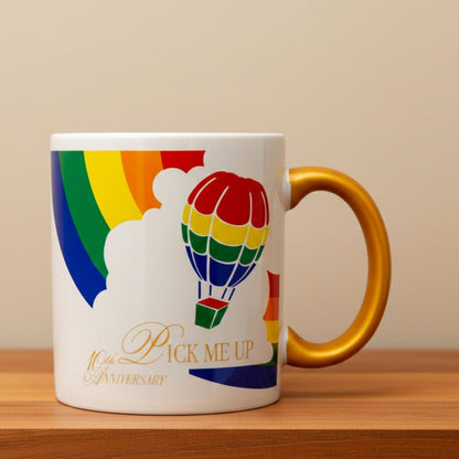 1994 Pick Me Up Bouquet Coffee Mug FTD 10th Anniversary Rainbow Hot Air Balloon Cup