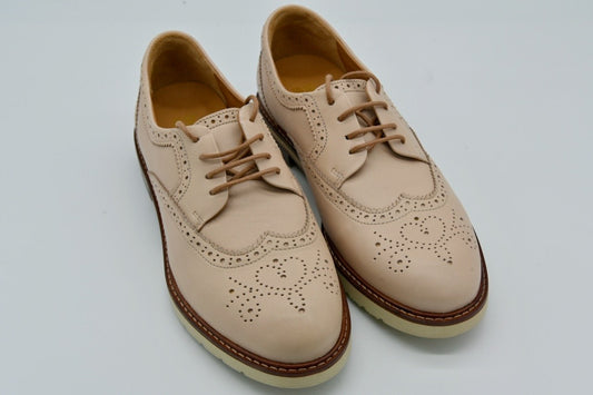 Rock It in Style. Samuel Hubbard Luxurious Blush Leather Winged Traveler Lace Up Oxford Shoes Size 7.5 US EU 38 UK 5.5 Designed Mill Valley CA Handcrafted Portugal Loafer Wingtips Rockabilly Unisex Women Men Cross Trans Classy Sassy Jeans Spring Summer Winter Fall Shoes Retro Vintage Style Look Old Lady Comfort Travel