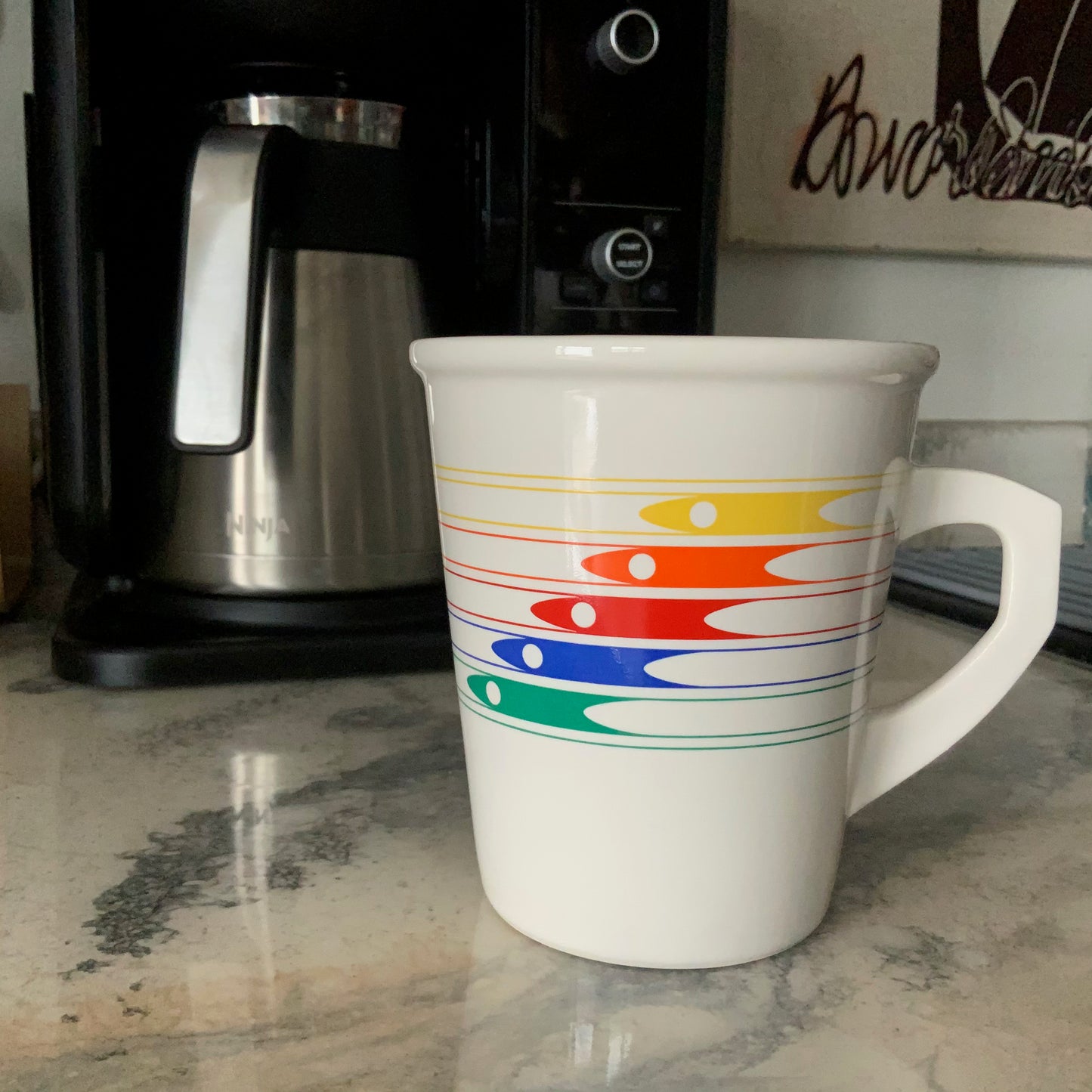 Vintage 1986 FTD Mod Rainbow Mug Coffee Cup Pick Me Up Vase Pride