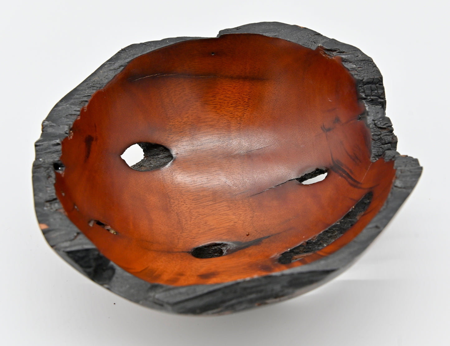 A Stunning Piece of Art  Rich Dark Cherry Burl Wood Bowl  Natural Edge Burls  Knots Bark Inclusions Holes Cracks