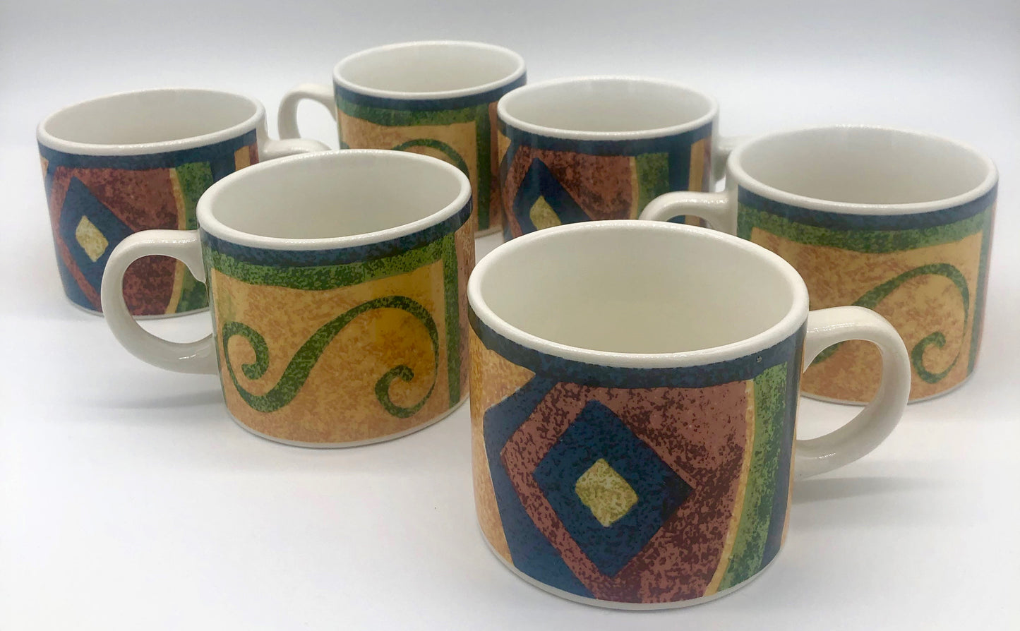 Retro Seville Set of 6 Vintage Coffee Mugs Cups MAJESTICWARE Oneida