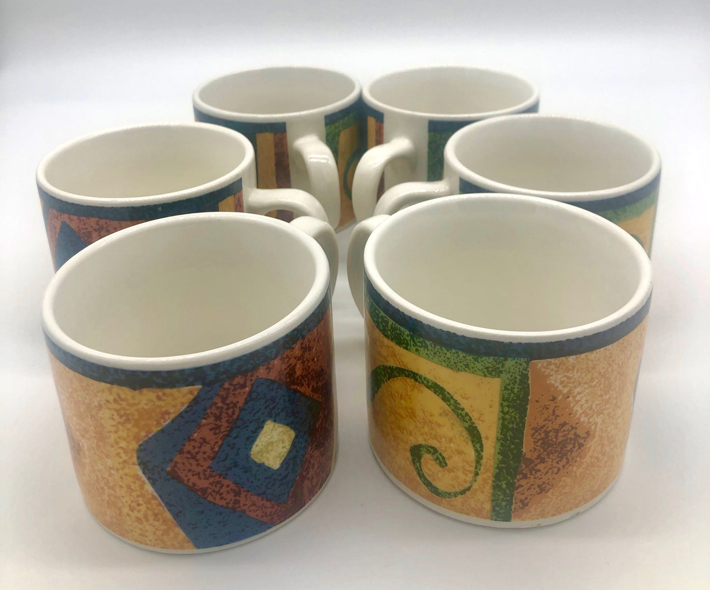 Retro Seville Set of 6 Vintage Coffee Mugs Cups MAJESTICWARE Oneida