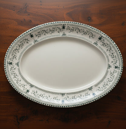 Ironstone Platter John Maddock & Sons Ltd Royal Vitreous  Rono 379318. Green Transferware   Pattern Dorothy 