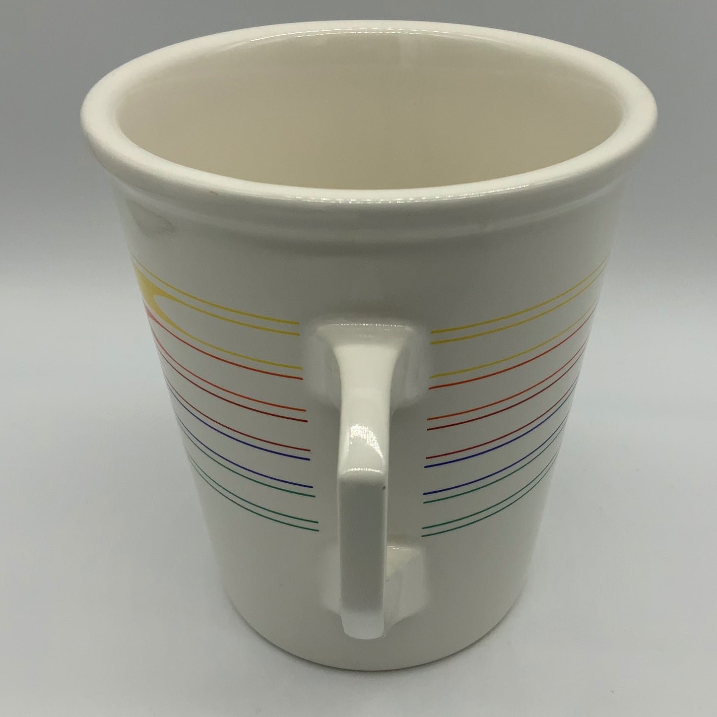 Show your retro pride and your love of style!  Vintage Modern Sleek Lined Arrow Rainbow 1986 FTD Pick Me Up Bouquet Vase Large Starbucks Mug Cup. Reuse, repurpose, be uniquely you midmodandbeyond Collector Mugs Ice Cream Gender Neutral Gay Pride LGBTQ roybiv midmod graphic design print loveall #shopsmall #mmb